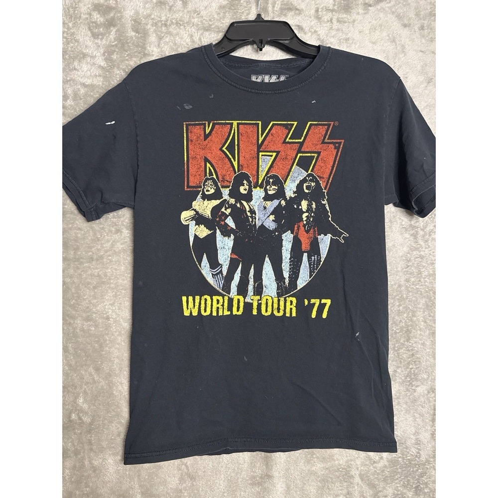 Kiss World Tour '77 Short Sleeve T-Shirt Black Size Small‎